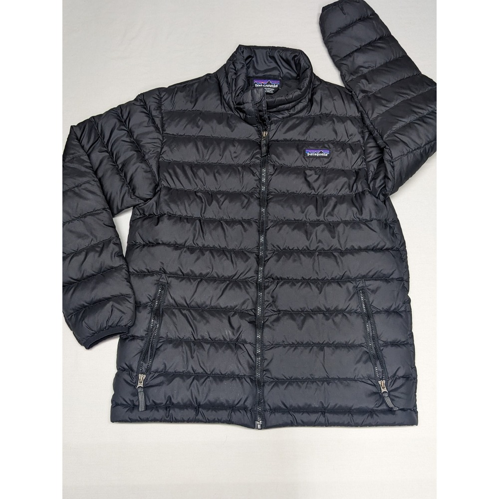 Patagonia Kids Down Sweater Jacket Black Size L 12 Recycled Puffer Full Zip